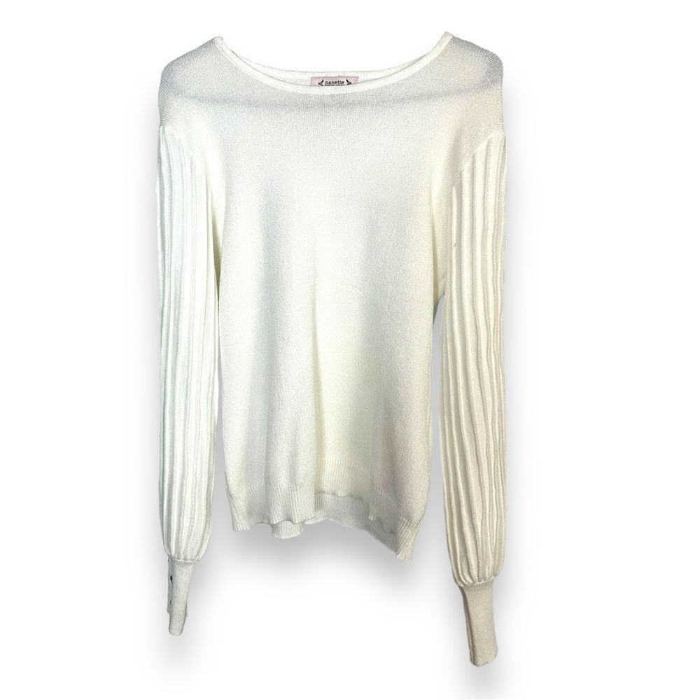 Nanette Lepore Subtle Holographic Glitter Sweater M NWT